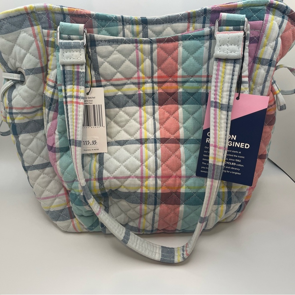 Vera Bradley Glenna Satchel in Pastel Plaid NWT